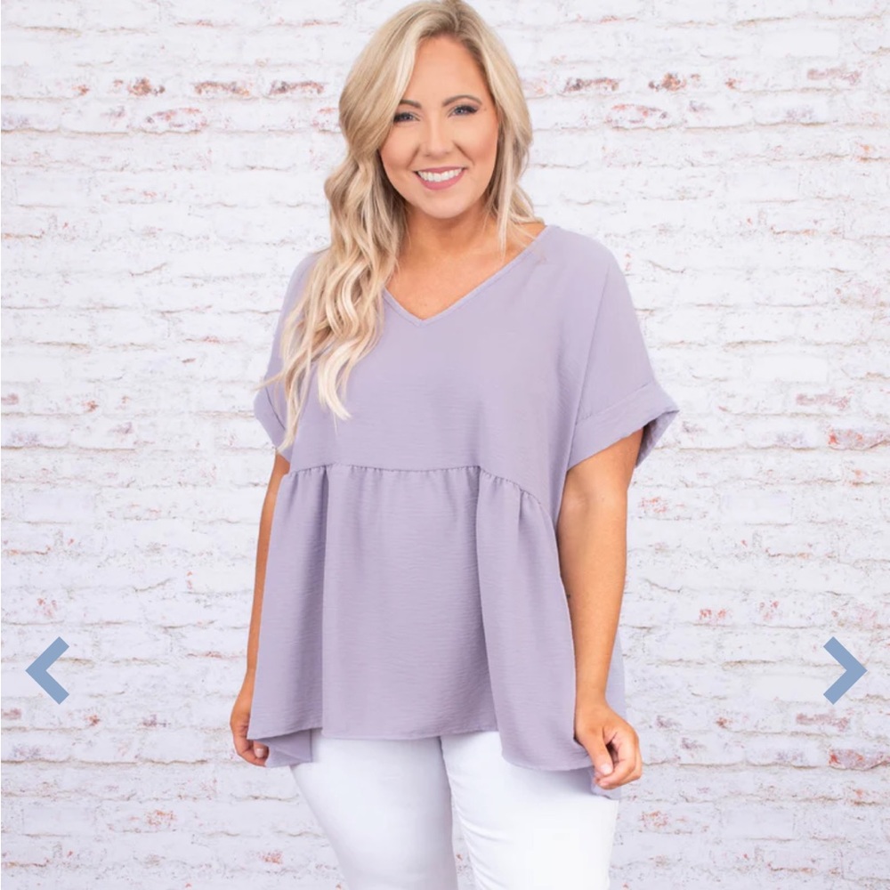 Chic Soul Wide Eyed Gaze Peplum Babydoll Top Lavender Size 1XL